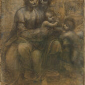 VINCI Leonardo di ser Piero da (VINCI Léonard de), Carton de Burlington House ou Sainte Anne, la Vierge, l’Enfant Jésus et saint Jean-Baptiste enfant, entre 1499 et 1513